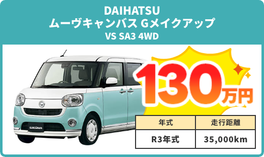 例）ムーヴキャンバス Gメイクアップ 買取実績 130万円